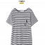 Blouse3820 เสื้อยืดคอปาดลายริ้วสีขาวกรม อกปักอาร์มเท่ๆ ผ้าคอตตอนเนื้อดีนุ่มยืดหยุ่นสูงใส่สบาย งานน่ารักแมทช์กับอะไรก็เข้า