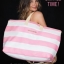 Victoria's Secret Getaway Bag Vintage Grey Stripe (สีชมพูลายขาว) *ลดราคา มีตำหนิ