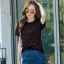 🖤 Blouse3635 เสื้อยืดตัวเด็ด เรียบเท่ใส่ง่าย ไม่มีเอาท์! เสื้อยืดสีดำคอกลมแขนสั้น ผ้าคอตตอนเนื้อดีหนานุ่ม ยืดหยุ่น ใส่สบาย