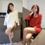 Set_bs1667 ชุดเซ็ท 2 ชิ้น(เสื้อคลุม+เดรส) เสื้อคลุมสูทแขนยาวกระดุมผ่าหน้า+เดรสทรงเข้ารูปมีซิปข้างใส่ง่าย ผ้าซาร่าเนื้อดีหนาสวยมีน้ำหนัก งานสวยทรงเป๊ะใส่แล้วดูไฮ ผ้าเนื้อดีใส่สบาย มี 2 สี ขาว, แดง