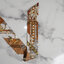 Hermes Caramel/White/Bronze Brides et Gris Silk Twilly Scarf (1 เส้น)