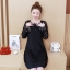 Dress4475 เดรสแขนยาวสีดำ ดีเทลช่วงอกและแขนเป็นผ้าชีฟองปักลายใบไม้เล็กๆ ผ้าไมโครเนื้อดีมีน้ำหนักยืดหยุ่นได้ งานดีทรงสวย