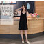 Dress4614 ชุดเดรสกระโปรงทรงปล่อยสีดำซิปหลังผ้าโพลีเนื้อดี พร้อมเสื้อตัวในลายดอกไม้โทนสีส้มผ้าเนื้อดียืดหยุ่นสูง งานสวยน่าใส่ ผ้านุ่มใส่สบาย แมทช์ได้ลงตัว ใส่เที่ยว/ใส่ทำงานได้
