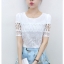 Blouse3693 เสื้อลูกไม้ผ้าแก้วสีพื้นขาวมีซับในอย่างดี งานดีดูสวยแพง ผ้าสวยเหมือนราคาหลักพัน แมทช์กับอะไรก็ดูดี งานสวยใส่ได้เรื่อยๆ