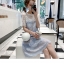 Dress4545 เดรสลูกไม้ทรีโทนฟ้าขาวน้ำตาล ชายระบาย มีซับในอย่างดีทั้งชุด ผ้าลูกไม้เกรดพรีเมียมเนื้อดีนุ่มใส่สบาย งานน่ารักดีเทลดีงาม ใส่สวยดูแพงงานดี ใส่ทำงาน/ออกงานได้
