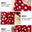 Dress4544 เดรสลายวงกลมทรงเข้ารูปชายระบาย อกแต่งกระดุม แขนยาวสี่ส่วน ซิปข้าง มีผ้าผูกเอว ผ้าไมโครเนื้อดี งานดีทรงดีใส่สวย ใส่ทำงาน ใส่เที่ยว ชุดเดียวจบ มี 2 สี แดง, ขาว