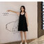 Dress4614 ชุดเดรสกระโปรงทรงปล่อยสีดำซิปหลังผ้าโพลีเนื้อดี พร้อมเสื้อตัวในลายดอกไม้โทนสีส้มผ้าเนื้อดียืดหยุ่นสูง งานสวยน่าใส่ ผ้านุ่มใส่สบาย แมทช์ได้ลงตัว ใส่เที่ยว/ใส่ทำงานได้
