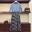 Set_bs1776 ชุดเซ็ท 2 ชิ้น(เสื้อ+กระโปรง) เสื้อแฟชั่นแขนผ่าผูกโบว์สีพื้นฟ้าคราม + กระโปรงยาวลายกราฟฟิคเอวยางยืด ผ้าโพลีเนื้อดีนุ่มใส่สบายผ้าเนื้อดีเรียบสวยไม่ยับง่าย งานเซ็ทเข้าชุดสุดน่ารัก ดีเทลเก๋ๆ ดีงาม แมทช์ได้ลงตัวเข้ากันดูดีที่สุด
