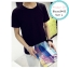 Blouse3406-Size-L เสื้อยืดสีดำผ้า Cotton แขนสั้น ผ้าเนื้อดีนิ่มใส่สบาย