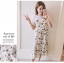 Dress4749 เซ็ท(เสื้อ+เดรส) เสื้อยืดสีขาว+เดรสสายเดี่ยวชายระบายลายดอกไม้สีครีม ผ้าชีฟองเกรดพรีเมียมเนื้อหนาสวยมีน้ำหนัก งานดีทรงดี ลายสวยน่ารัก ใส่เที่ยวทะเลหรือใส่ในวันสบายๆ ก็ดูดีจ้า