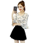 Blouse3795 เสื้อแฟชั่นผ้าชีฟองลายดอกไม้สีครีม แขนยาวสี่ส่วนระบาย ผ้าชีฟองทึบแสงเนื้อดีนุ่มใส่สบาย งานสวยแมทช์กับอะไรก็เข้า ใส่เที่ยว/ใส่ทำงานได้