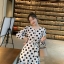 Dress4544 เดรสลายวงกลมทรงเข้ารูปชายระบาย อกแต่งกระดุม แขนยาวสี่ส่วน ซิปข้าง มีผ้าผูกเอว ผ้าไมโครเนื้อดี งานดีทรงดีใส่สวย ใส่ทำงาน ใส่เที่ยว ชุดเดียวจบ มี 2 สี แดง, ขาว