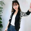 Blouse3450 เสื้อคลุมไหมพรมเนื้อนุ่มเนียนสวยลายริ้วสีขาวดำ ผ้านุ่มใส่สบายกันหนาว/กันแดด งานสวยแมทช์กับอะไรก็เข้า ใส่เก๋ๆ ได้บ่อย