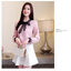 Blouse4049 เสื้อแขนยาวสีชมพู คอผูกโบว์ลูกไม้เพิ่มดีเทลความน่ารัก ผ้าโพลีเนื้อดีนุ่มหนามีน้ำหนักทิ้งตัว