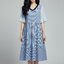 💙 Dress4422 เดรสยาวลายริ้วโทนฟ้า แขนชีฟองระบาย ผ้าสลาฟใส่สบาย ไม่บาง ไม่ยับ ใส่เที่ยว-ทำงานได้ สไตล์เกาหลี