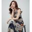 🎨 Dress4393 Maxi Dress ผ้าฝ้ายลายภาพวาด พร้อมเชือกรูดเอว ปรับได้ตามสัดส่วน สวมใส่แล้วดูเพรียวลงตัว