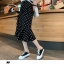 Skirt366 กระโปรงเอวสูงชายระบายลายจุดสีดำ ซิปหลัง มีซับใน ผ้าโพลีเนื้อดีเรียบสวยไม่ยับง่าย งานดีทรงดีลายสวย ดีเทลเก๋ๆ ดีงาม แมทช์กับเสื้อทรงไหนก็เข้า ใส่เที่ยว/ใส่ทำงานได้