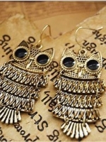 พร้อมส่ง ต่างหูรูปนกฮูก สีเงิน