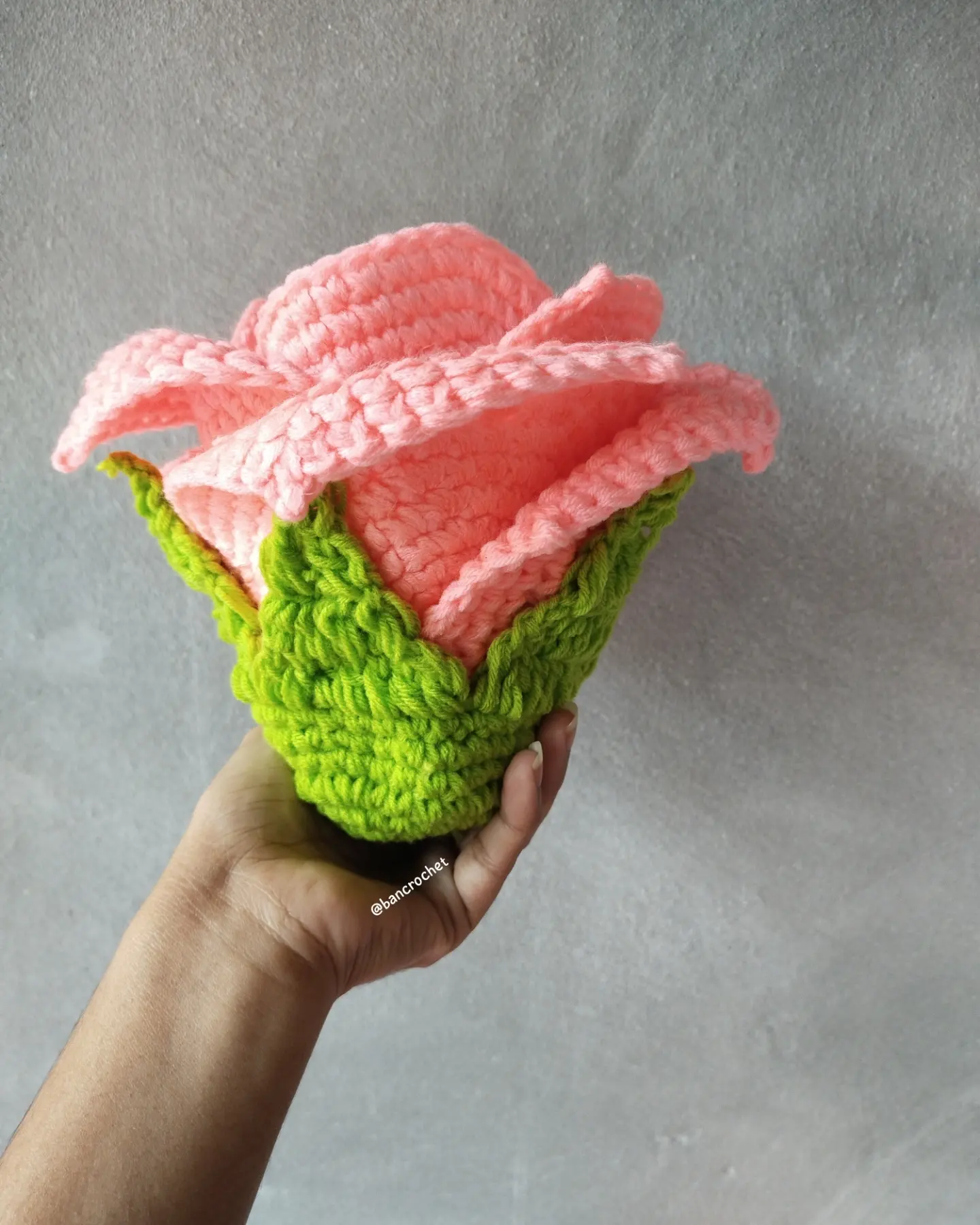 Bancrochet กุหลาบดอกใหญ่ถักโครเชต์ crochet big rose หลากสี 20 cm